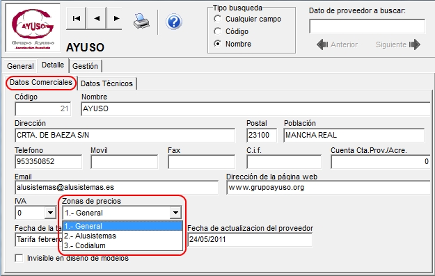 Nueva Zona de Precios